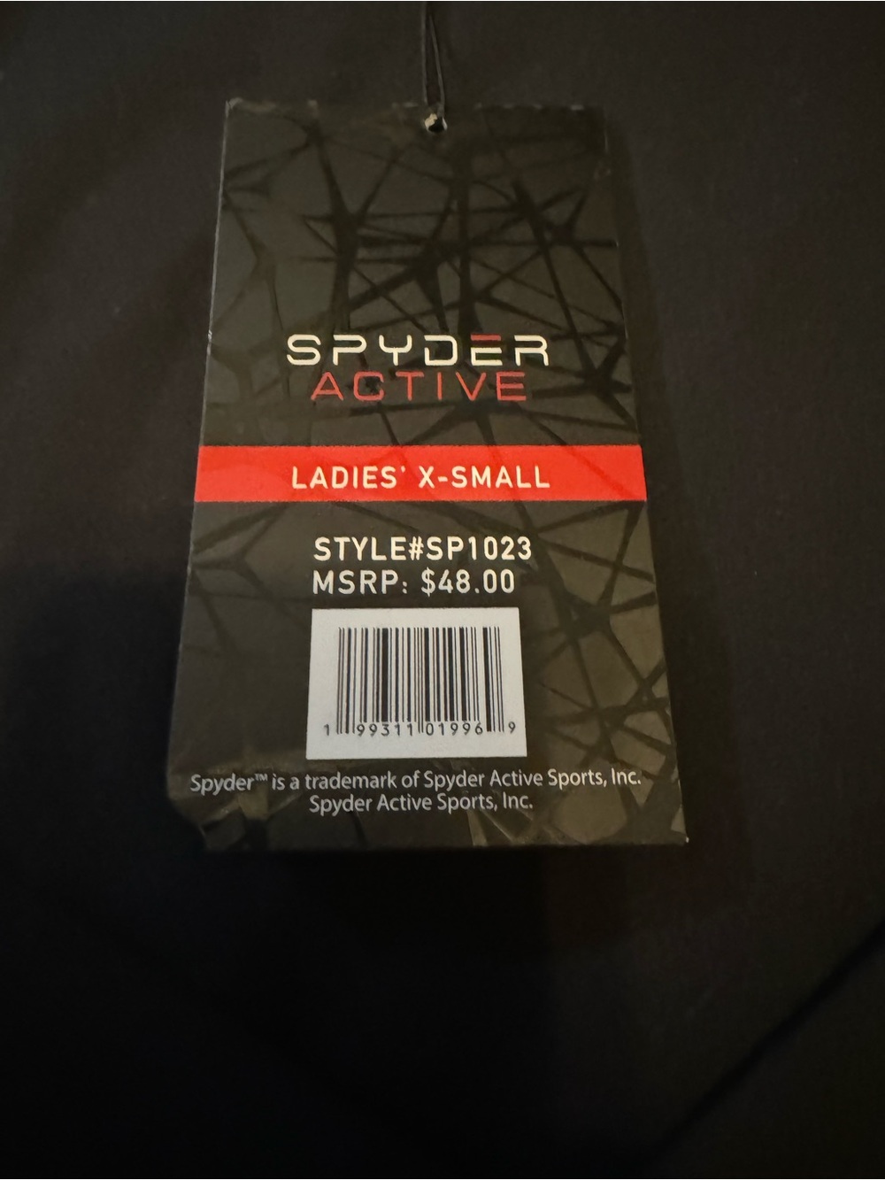 Spyder Black and Red Activewear Hang Tag - Picture 2 of 5